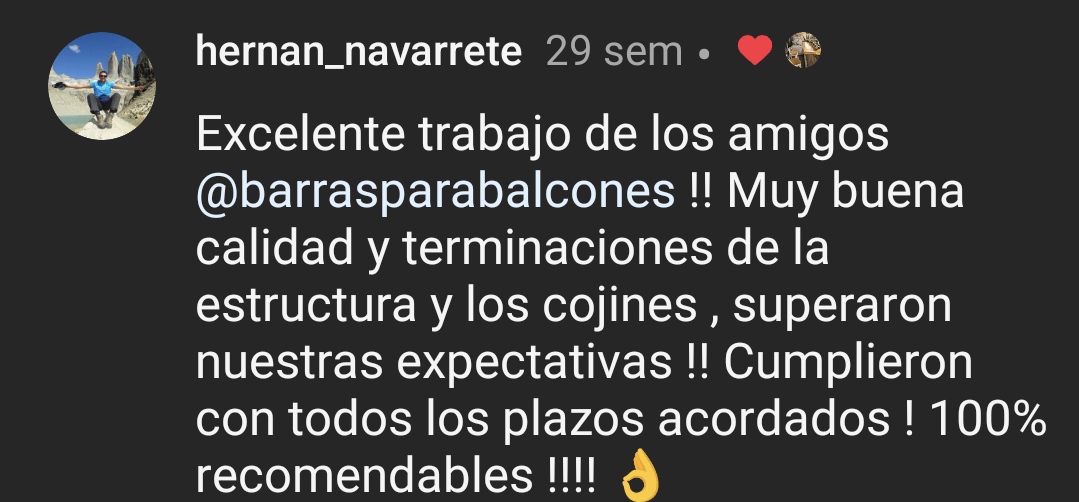 Testimonio de cliente en Instagram