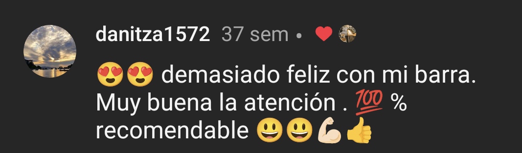 Testimonio de cliente en Instagram