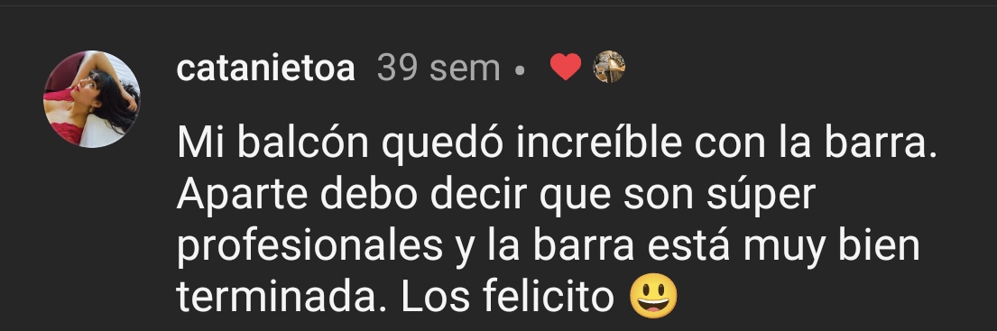 Testimonio de cliente en Instagram