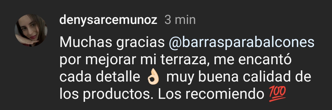 Testimonio de cliente en Instagram