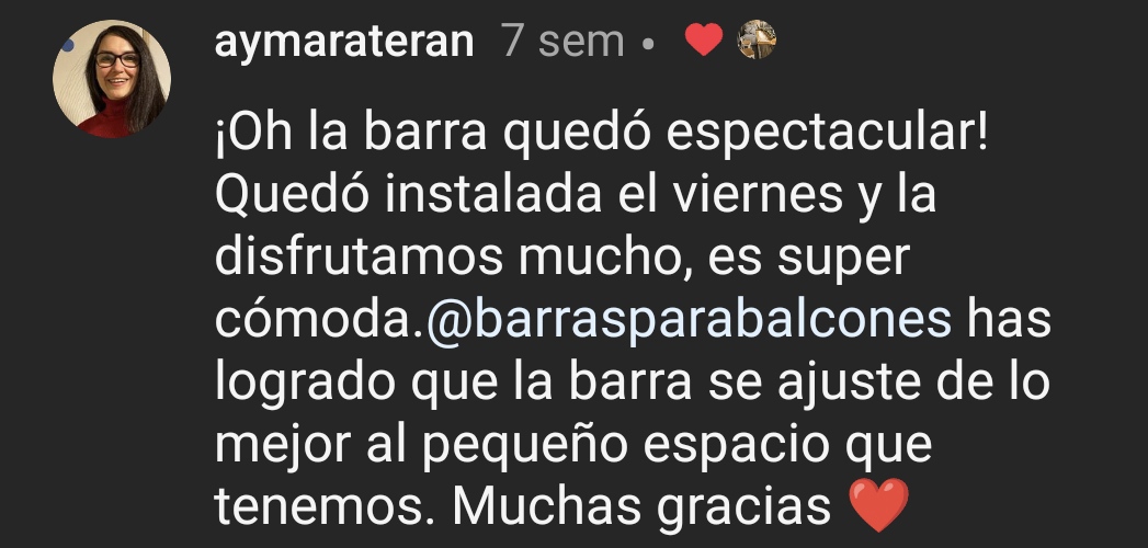 Testimonio de cliente en Instagram