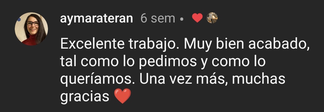Testimonio de cliente en Instagram
