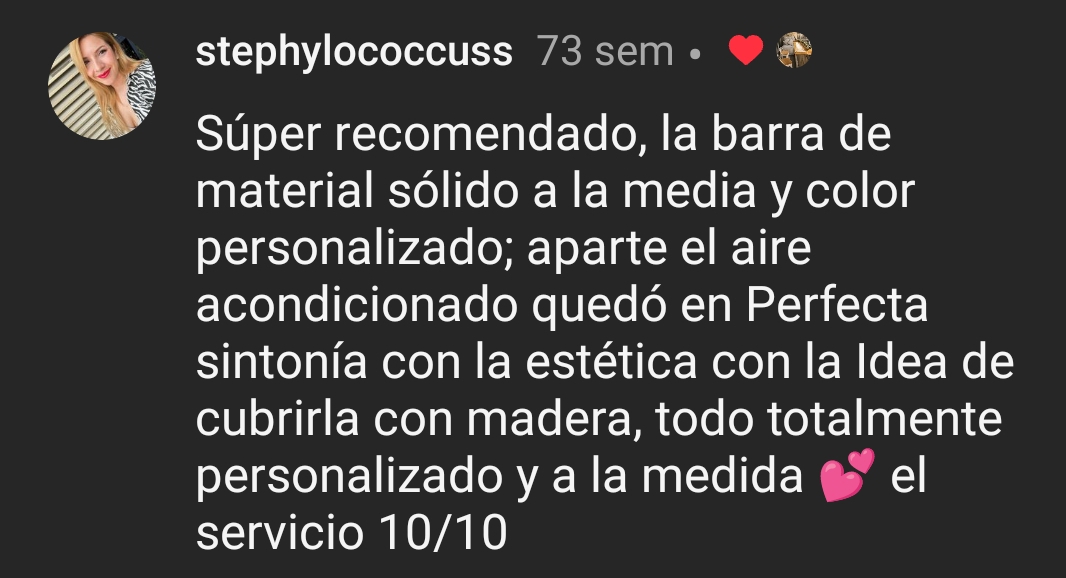 Testimonio de cliente en Instagram